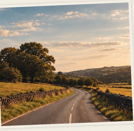Countryside road with an open horizon